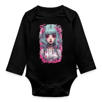 Kawaii Psycho Goth Girl Pastel Aesthetic Design - Organic Longsleeve Baby Bodysuit - black - Front