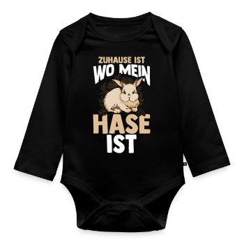 Kaninchen Hase - Baby Bio-Langarm-Body - Schwarz - Vorne