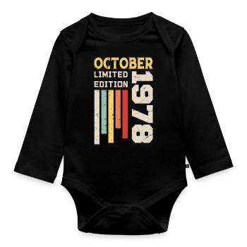 October 1978 - October 1978 Birthday Gift - Organic Longsleeve Baby Bodysuit - black - Front