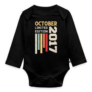 Oktober 2017 - Oktober 2017 Geburtstagsgeschenk - Baby Bio-Langarm-Body - Schwarz - Vorne