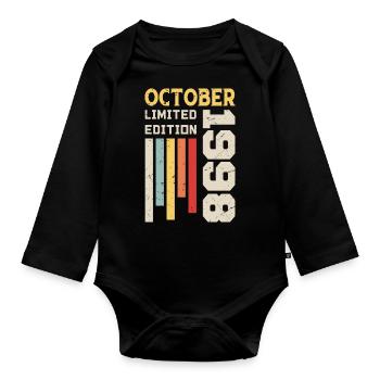 October 1998 - October 1998 Birthday Gift - Organic Longsleeve Baby Bodysuit - black - Front