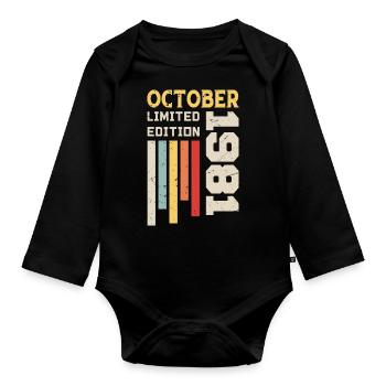Oktober 1981 - Oktober 1981 Geburtstagsgeschenk - Baby Bio-Langarm-Body - Schwarz - Vorne