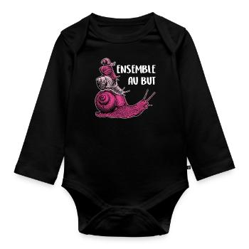 ensemble vers le but quatre escargots et proverbe - Body Bébé bio manches longues - noir - Devant