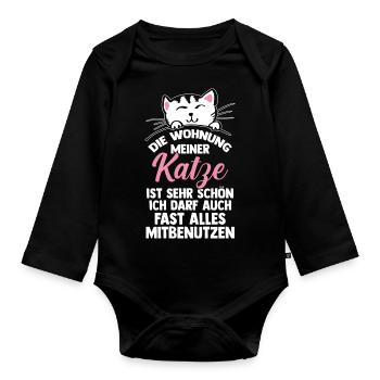 Katze Miezekatze Katzenliebhaber Katzenbesitzer Ka - Baby Bio-Langarm-Body - Schwarz - Vorne