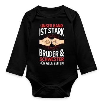 Geschwister Bruder und Schwester - Baby Bio-Langarm-Body - Schwarz - Vorne