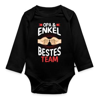 Großvater Opa und Enkel - Baby Bio-Langarm-Body - Schwarz - Vorne