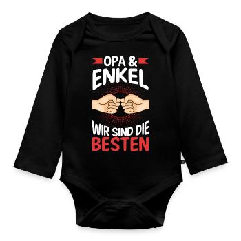 Großvater Opa und Enkel - Baby Bio-Langarm-Body - Schwarz - Vorne