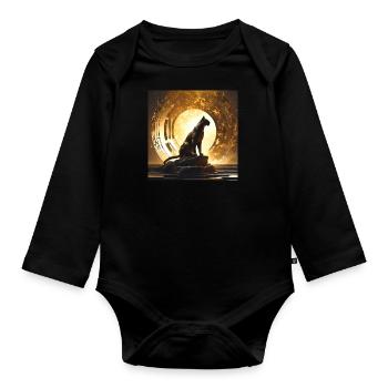 wildcat,gold,circle,ornament,golden,leopard - Organic Longsleeve Baby Bodysuit - black - Front