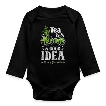 Thé Cozy Teacup Théière - Body Bébé bio manches longues - noir - Devant