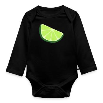 lime slice - Organic Longsleeve Baby Bodysuit - black - Front
