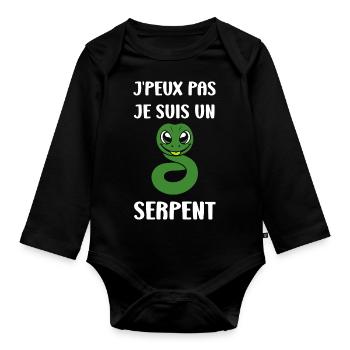 Humour petit serpent - Body Bébé bio manches longues - noir - Devant