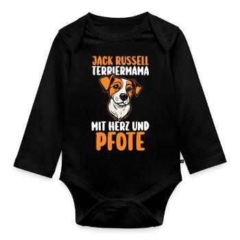 Hund Jacke Russell - Baby Bio-Langarm-Body - Schwarz - Vorne