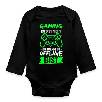 Gaming Online Statt Offline Controller Spieler Gam - Baby Bio-Langarm-Body - Schwarz - Vorne