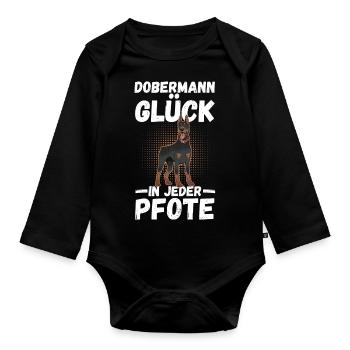Hund Dobermann - Baby Bio-Langarm-Body - Schwarz - Vorne