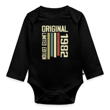 Retro 1982 Vintage Geschenk zum 42. Geburtstag 1982 - Baby Bio-Langarm-Body - Schwarz - Vorne