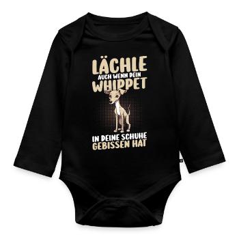 Hund Whippet - Baby Bio-Langarm-Body - Schwarz - Vorne