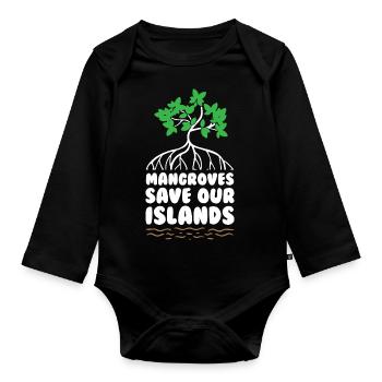Mangroves Save Our Island - Organic Longsleeve Baby Bodysuit - black - Front