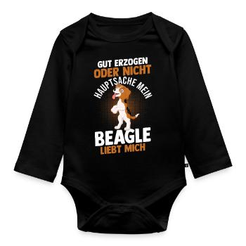 Hund Beagle - Baby Bio-Langarm-Body - Schwarz - Vorne