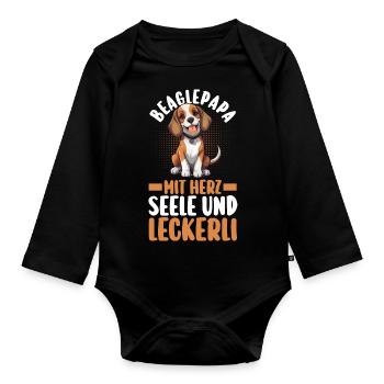 Chien Chien Papa Père BeaglePapa Beagle - Body Bébé bio manches longues - noir - Devant