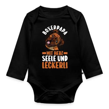 Dog Dog Dad German Boxer Dad German Boxer - Organic Longsleeve Baby Bodysuit - black - Front