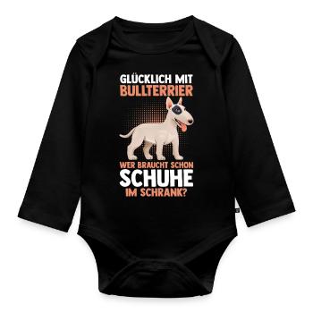 Chien Bull Terrier - Body Bébé bio manches longues - noir - Devant