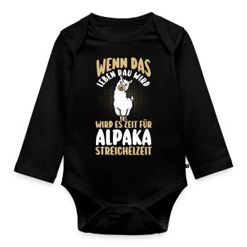 Alpaka - Baby Bio-Langarm-Body - Schwarz - Vorne