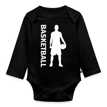 Basketball - Organic Longsleeve Baby Bodysuit - black - Front