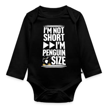 Je ne suis pas court, je suis pingouin taille dabbing dab dance - Body Bébé bio manches longues - noir - Devant
