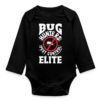 Bug Hunters Pest Control Elite Exterminator - Organic Longsleeve Baby Bodysuit - black - Front