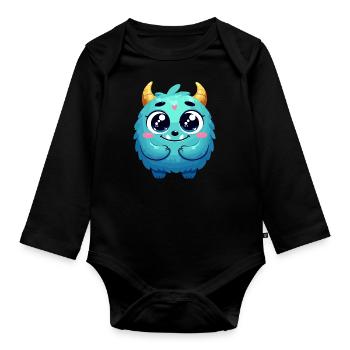 Designs For Kids – Märchenhafte Monster - Baby Bio-Langarm-Body - Schwarz - Vorne