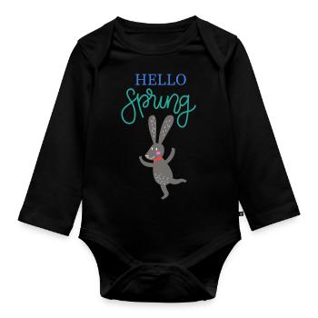 T-shirt lapin printemps - Body Bébé bio manches longues - noir - Devant