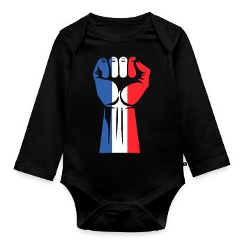 Patriotic France - Organic Longsleeve Baby Bodysuit - black - Front