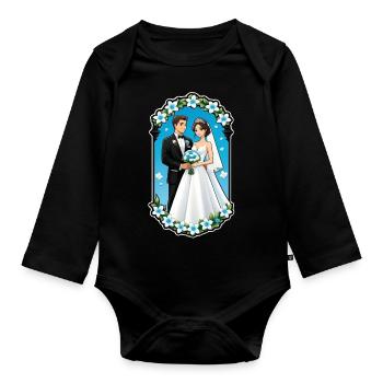 just married - pour mariage - Body Bébé bio manches longues - noir - Devant