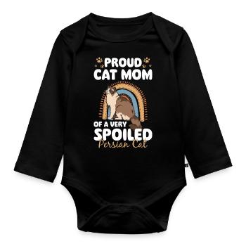 Perser Katze Katzendame Katzenfreund Pfote - Baby Bio-Langarm-Body - Schwarz - Vorne