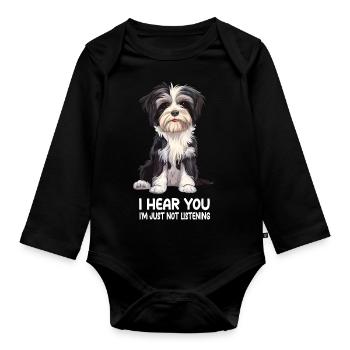Havanese - Organic Longsleeve Baby Bodysuit - black - Front