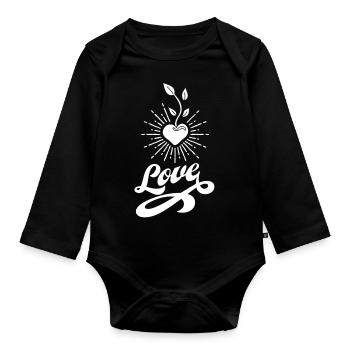 Chemise tendance : LOVE with growing Heart - Body Bébé bio manches longues - noir - Devant