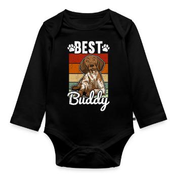 German Shorthaired Pointer Dog - Organic Longsleeve Baby Bodysuit - black - Front