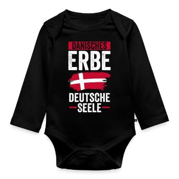 Danes Danish Denmark - Organic Longsleeve Baby Bodysuit - black - Front