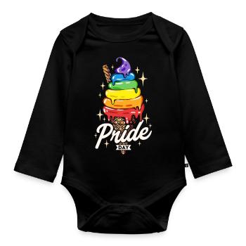Rainbow Ice Cream Pride - Organic Longsleeve Baby Bodysuit - black - Front