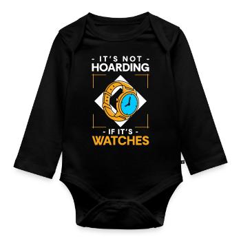 Uhr Uhrenmacher - Baby Bio-Langarm-Body - Schwarz - Vorne