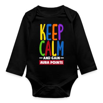Keep Calm And Gain Aura Points Daily Trendy Viral - Organic Longsleeve Baby Bodysuit - black - Front