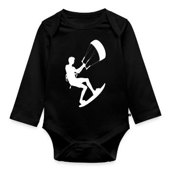 Women Kitesurfer Kiten Kitesurfing Kitesurf - Organic Longsleeve Baby Bodysuit - black - Front