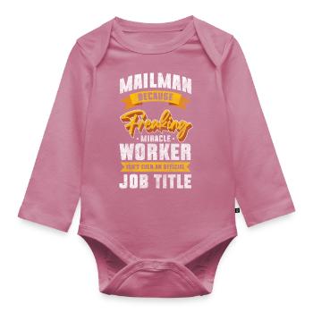Postman Letter Stress - Organic Longsleeve Baby Bodysuit - mauve - Front