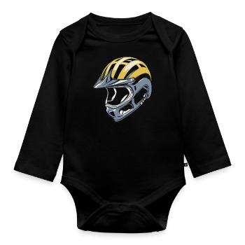 MTB-Helm-Shirt Radfahrer Biker Geschenkidee - Baby Bio-Langarm-Body - Schwarz - Vorne