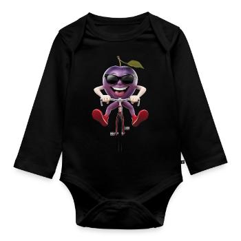 Plum Radfahren auf dem Fahrrad Geschenk - Baby Bio-Langarm-Body - Schwarz - Vorne