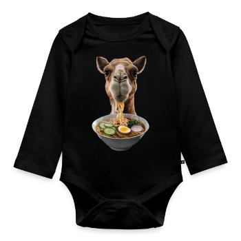 Kamel Ramen - Baby Bio-Langarm-Body - Schwarz - Vorne