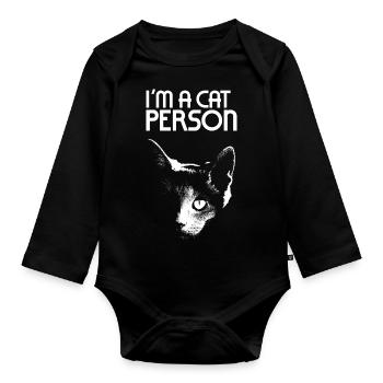 Je suis une personne qui aime les chats - Body Bébé bio manches longues - noir - Devant