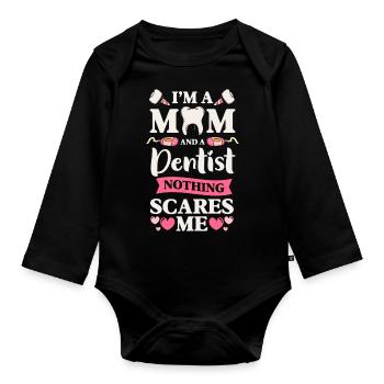 Arzt Bohrer Zahnspange - Baby Bio-Langarm-Body - Schwarz - Vorne