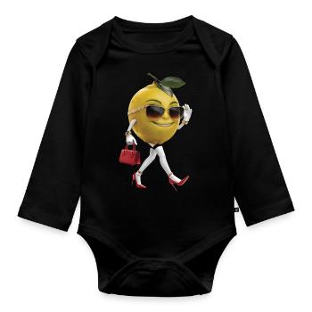 Frauen Zitrone - Baby Bio-Langarm-Body - Schwarz - Vorne