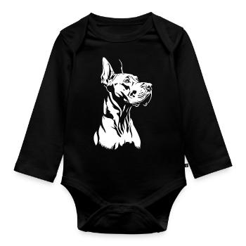 Great Dane - Dog Fan - Organic Longsleeve Baby Bodysuit - black - Front